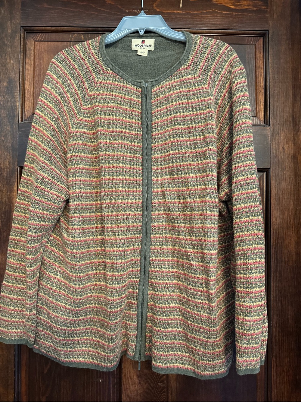 Woolrich Sweater Women Medium Multicolor Stripe Zip Cardigan Cottagecore 2XL
